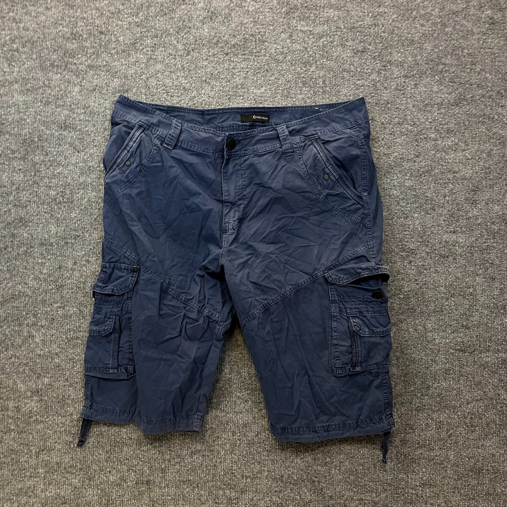 Fried Denim Cargo Shorts Men's Blue 100% Cotton 14" Inseam Utility Classic - 38